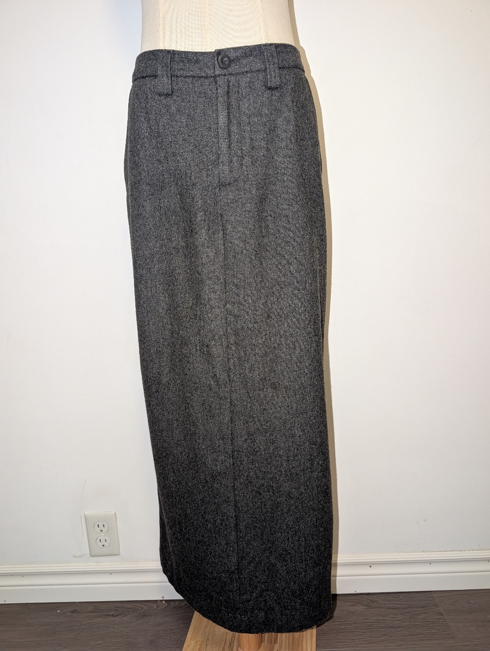 Vintage Gray Recycled Wool-Blend Maxi Skirt